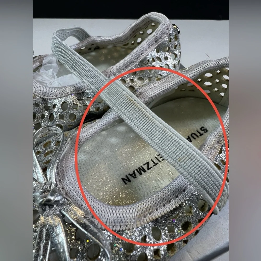 Stuart Weitzman "My First Weitzmans" Silver Glittery Ballet Flats Infant Size 4 - Picture 11 of 15